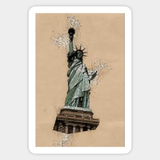 Statue of Liberty New York Vintage Art Style Sketch Sticker